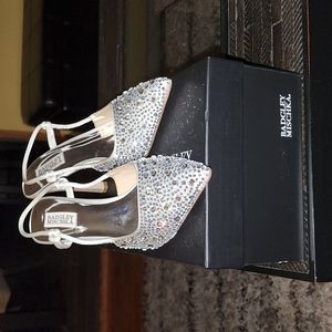 Rhinestone stiletto slingback pumps, new worn once.